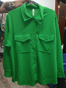 Bright Green Shacket Shirt Jacket