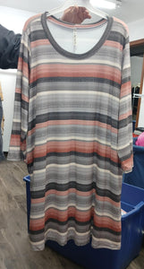 PSFU Pink Gray Stripe Dress or Long Tunic