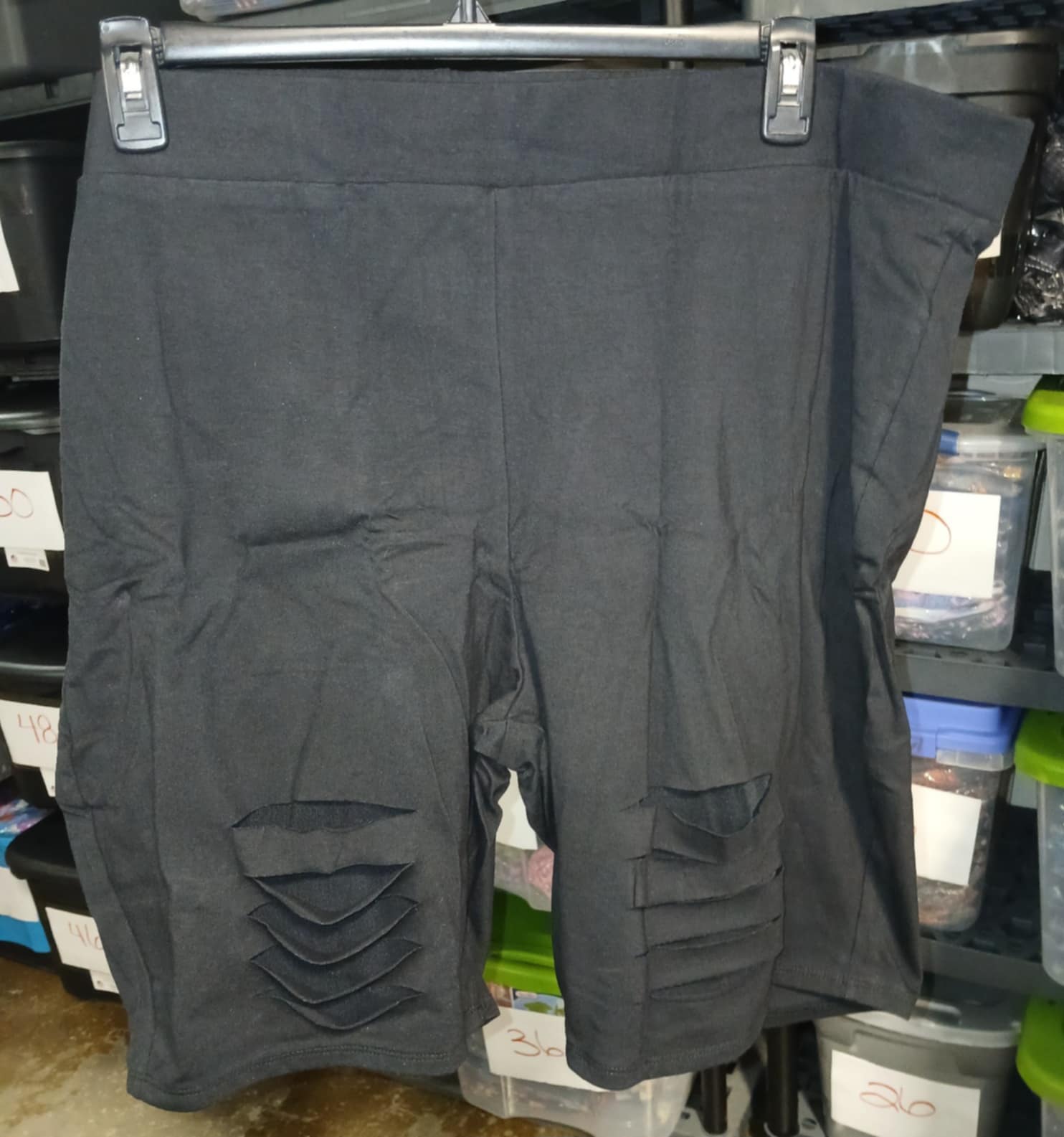 Black Slashed Slash Bike Shorts Short