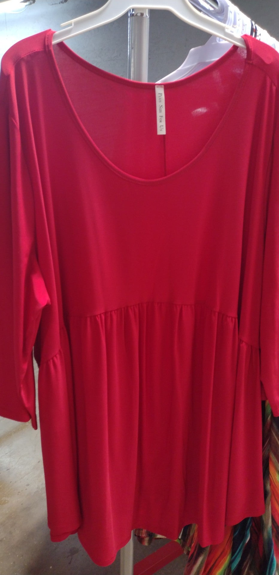 PSFU Solid Red Shirt Tunic Top