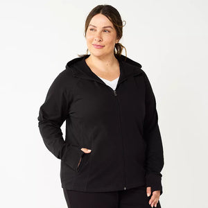 Black Zip Up Hoodie with Thumbholes