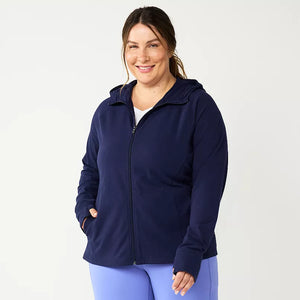 Blue Zip Up Front Hoodie w Thumbholes