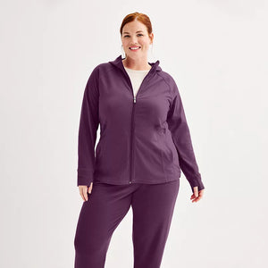 Purple Zip Up Hoodie with Thumbholes