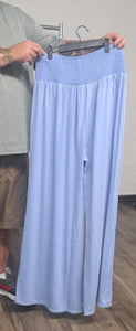 Light Blue Palazoo Wide Leg Smocked Waist Pant Pants