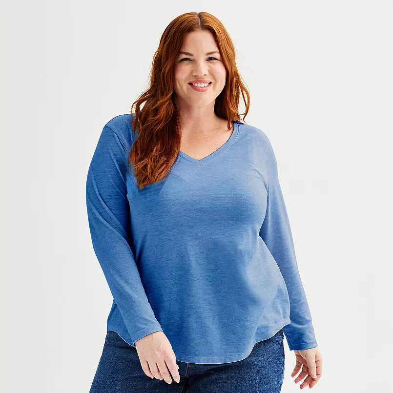 Blue Long Sleeve Everyday Shirt Top