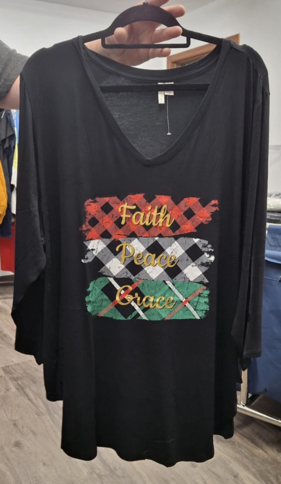 Black Faith Peace Grace Shirt Top