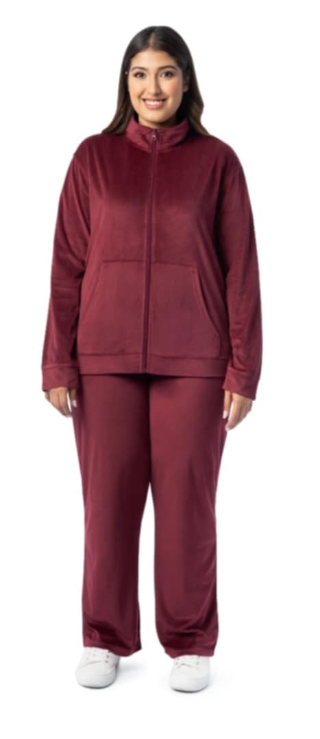 2 Piece Burgundy Outfit Zip Up Jacket & Pants