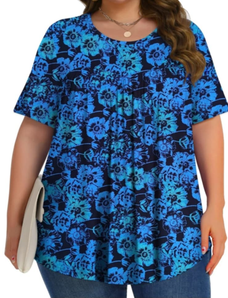 Gorgeous Black Blue Floral Shirt Top