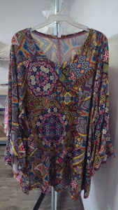 Multi Design Multi Color Shirt Top w V Neck