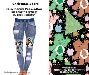 Faux Denim Christmas Carebear Legging Leggings