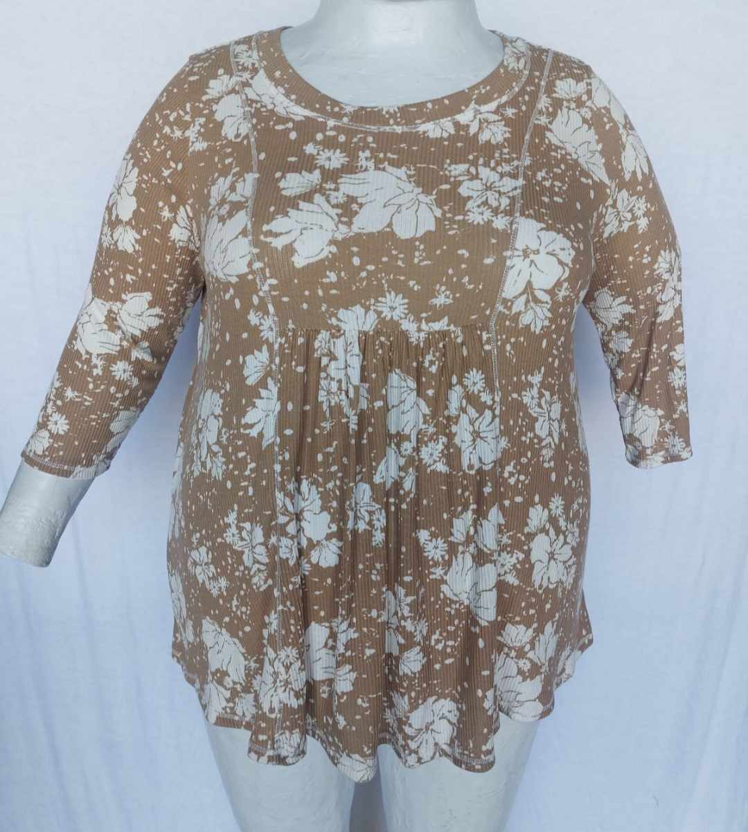 PSFU Gold-y Floral Ribbed Shirt Top