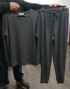 Gray Grey 2 Piece Outfit Top and Jogger Bottoms