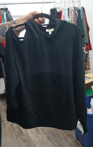 Black One Sided Cold Shoulder Hoodie