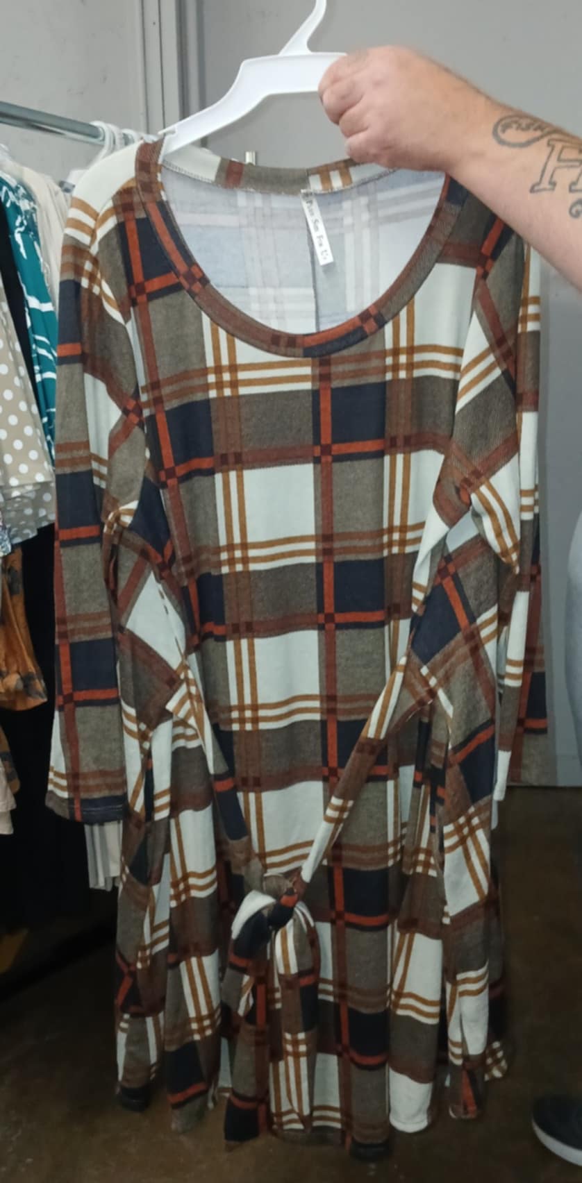 PSFU Brown Plaid Dress w Belt Beautiful Fall Colors