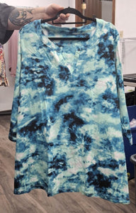 Blue Teal Green Tie Dye Shirt Top