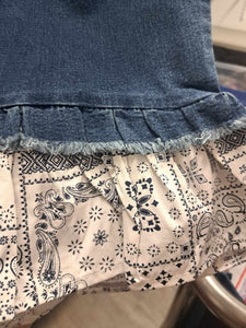 Denim White Blue Paisley Bottom Capri Capris