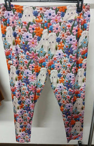 Floral Ghost Halloween Floral Full Length Leggings