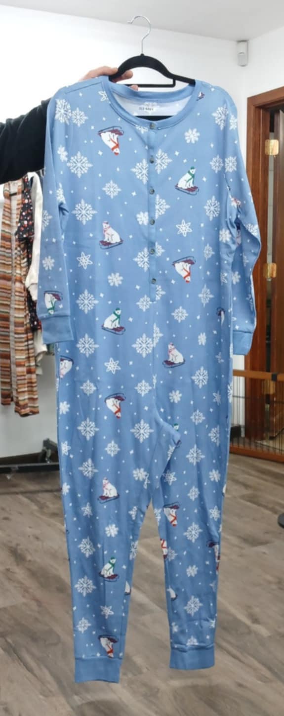 Blue Bear Snowflake Winter Onesie Pajamas Pajama