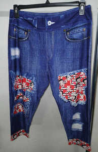 Faux Denim Betty Boop Patch Capri Capris