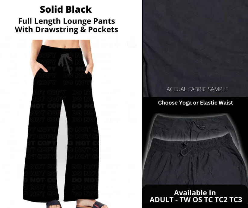 Solid Black Full Length Lounge Pants Pant