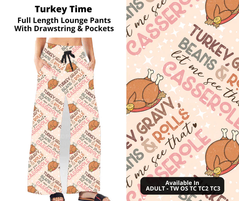 Turkey Time Thanksgiving Full Length Lounge Pants Pant