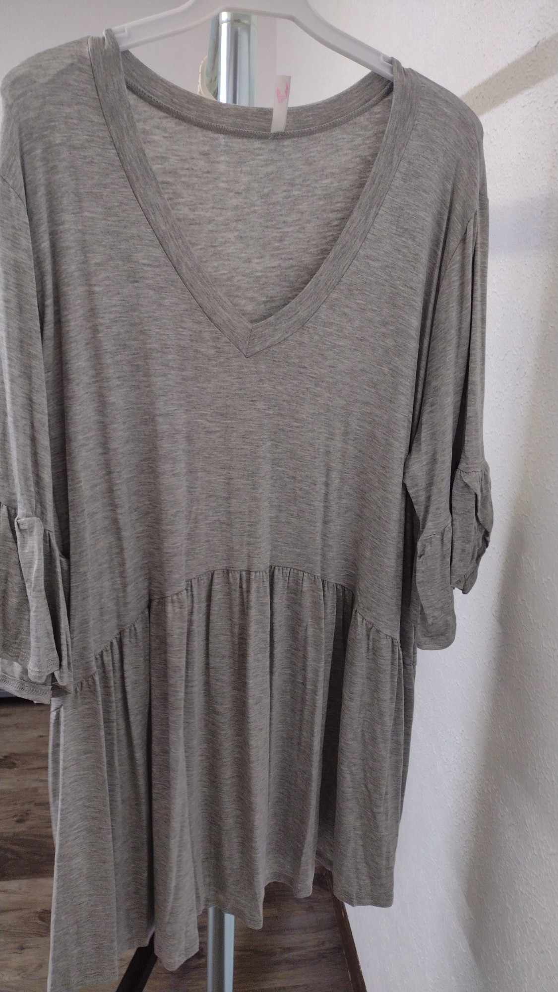 Solid Gray Babydoll Shirt Top