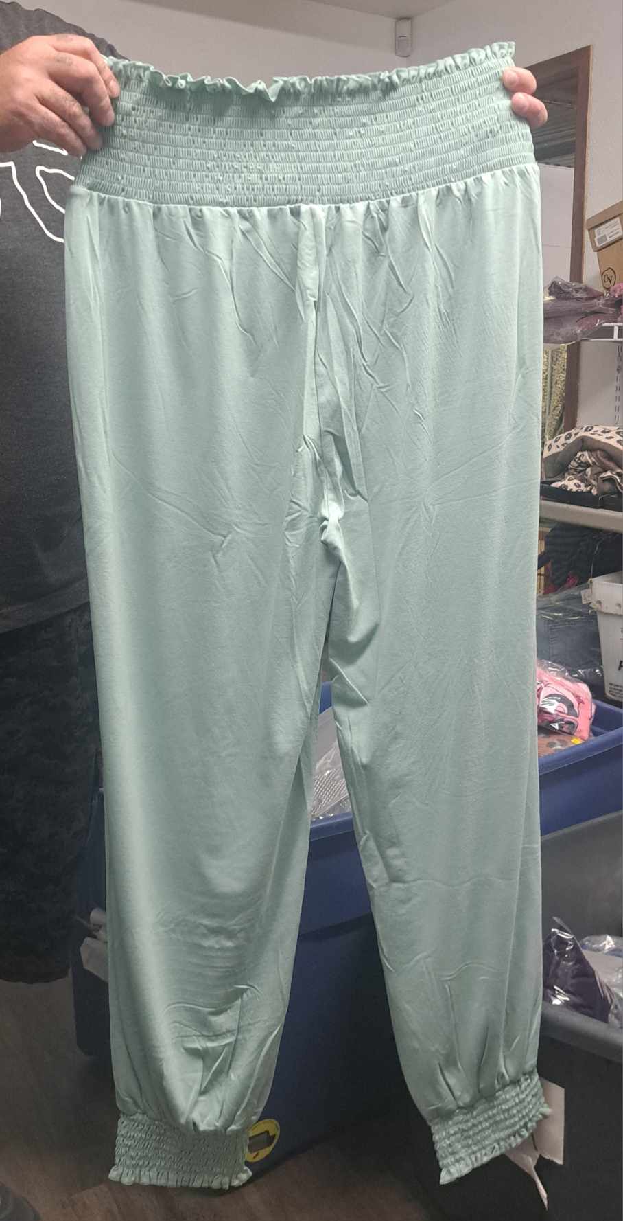 Light Green Smocked Waist Jogger Pants Pant