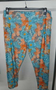 Light Aqua Peachy Lacey Look Full Length Leggings w Pockets