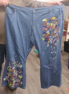 Blue Denim Paint Splatter Jean Jeans