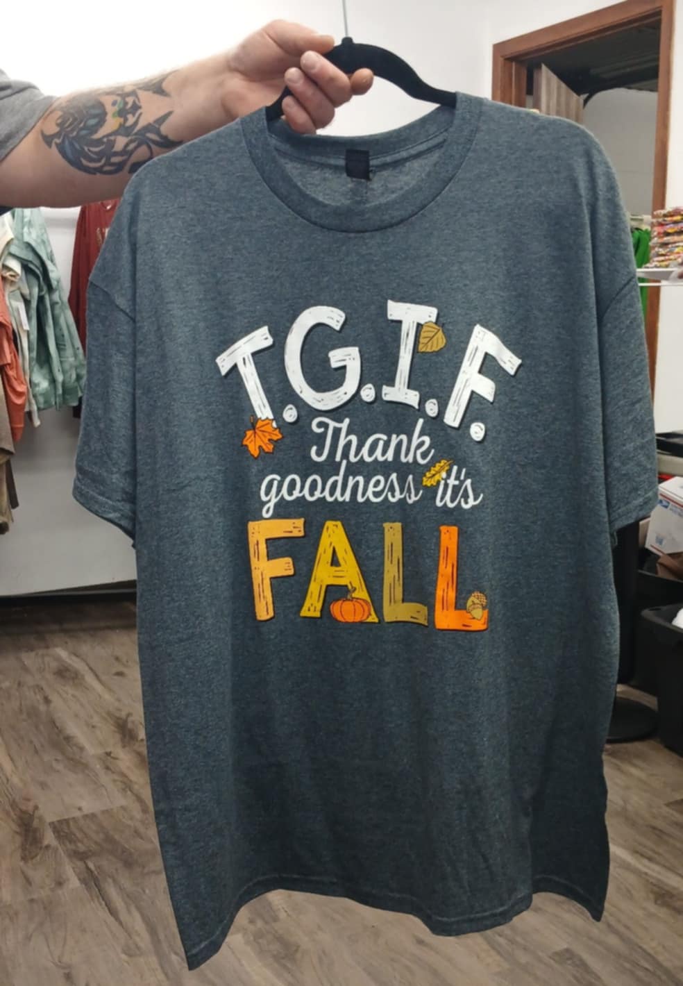 Gray TGIF Thank Goodness It's Fall Shirt Top