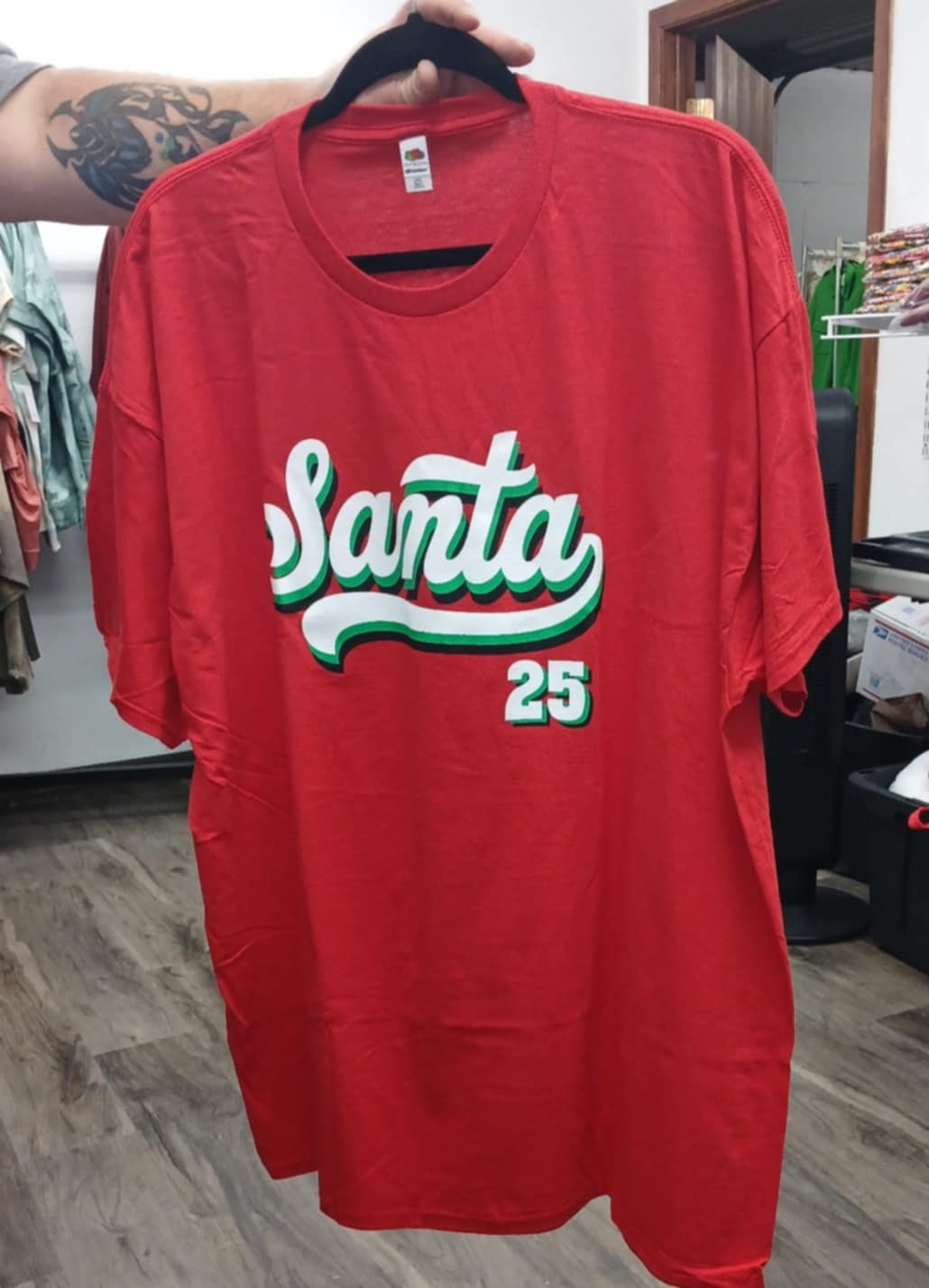 Santa December 25th Red Green Christmas Holiday Shirt Top