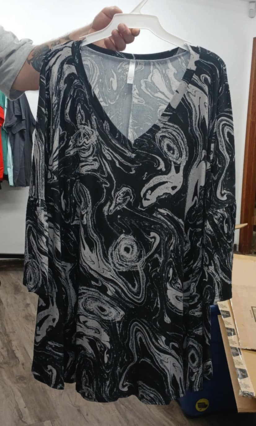 Black Gray Grey Swirl Shirt Top