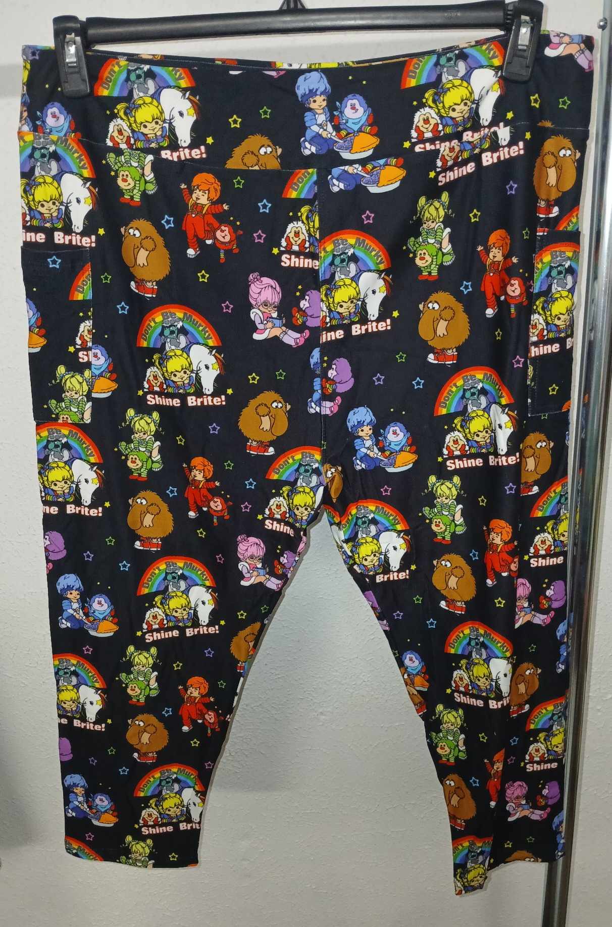 Black Shine Bright Rainbow Brite Capri Capris