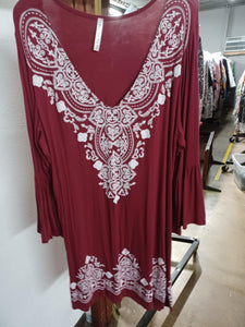 PSFU Burgundy Lace Lattice Shirt Top / Dress