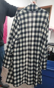 Black & White Plaid Open Front Cardigan w Pockets