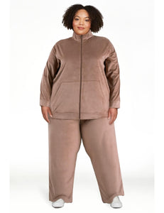 Mocha Brown 2 Piece Outfit Zip Up Jacket & Pants