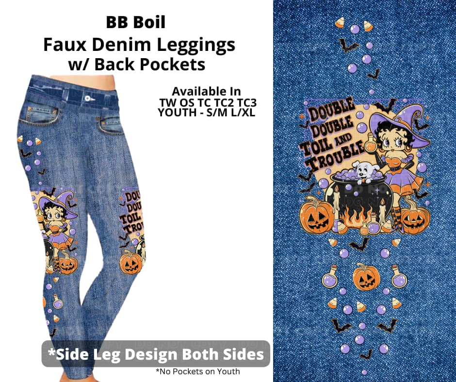 Faux Denim Betty Boop Halloween Leggings Legging