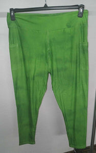 Bright Green Watercolor Full Length Legging Leggings w Pockets