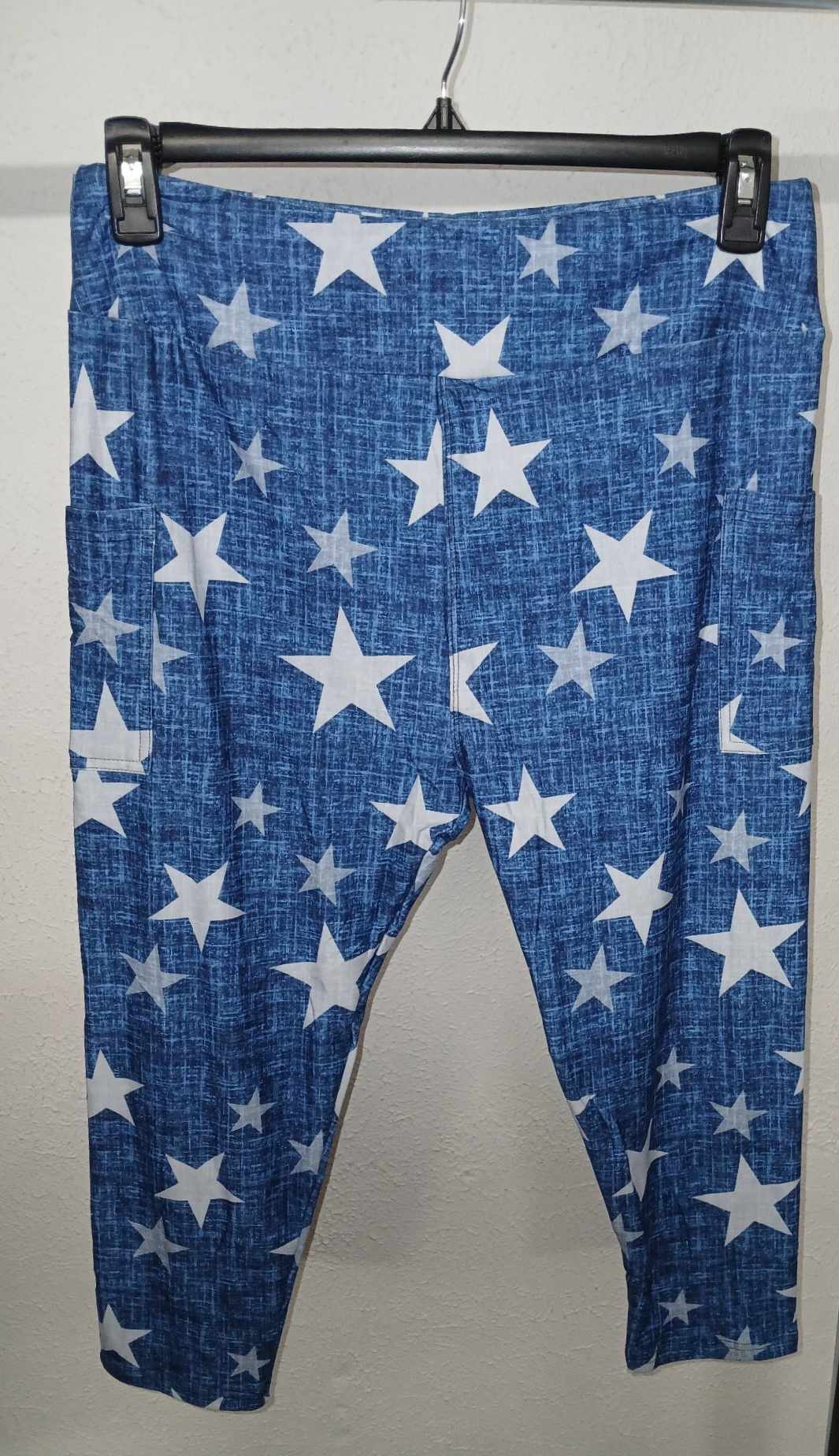 Faux Denim Blue Star Stars Capri Capris