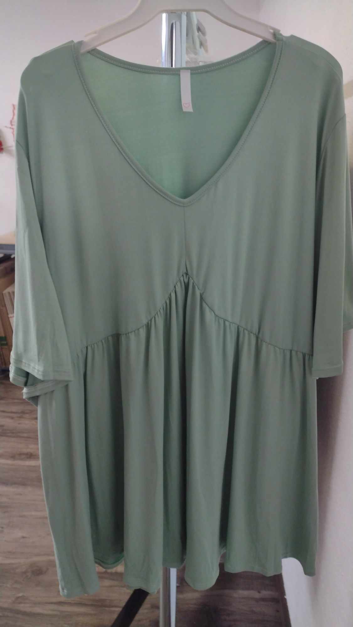 Sage Green V Neck Shirt Top