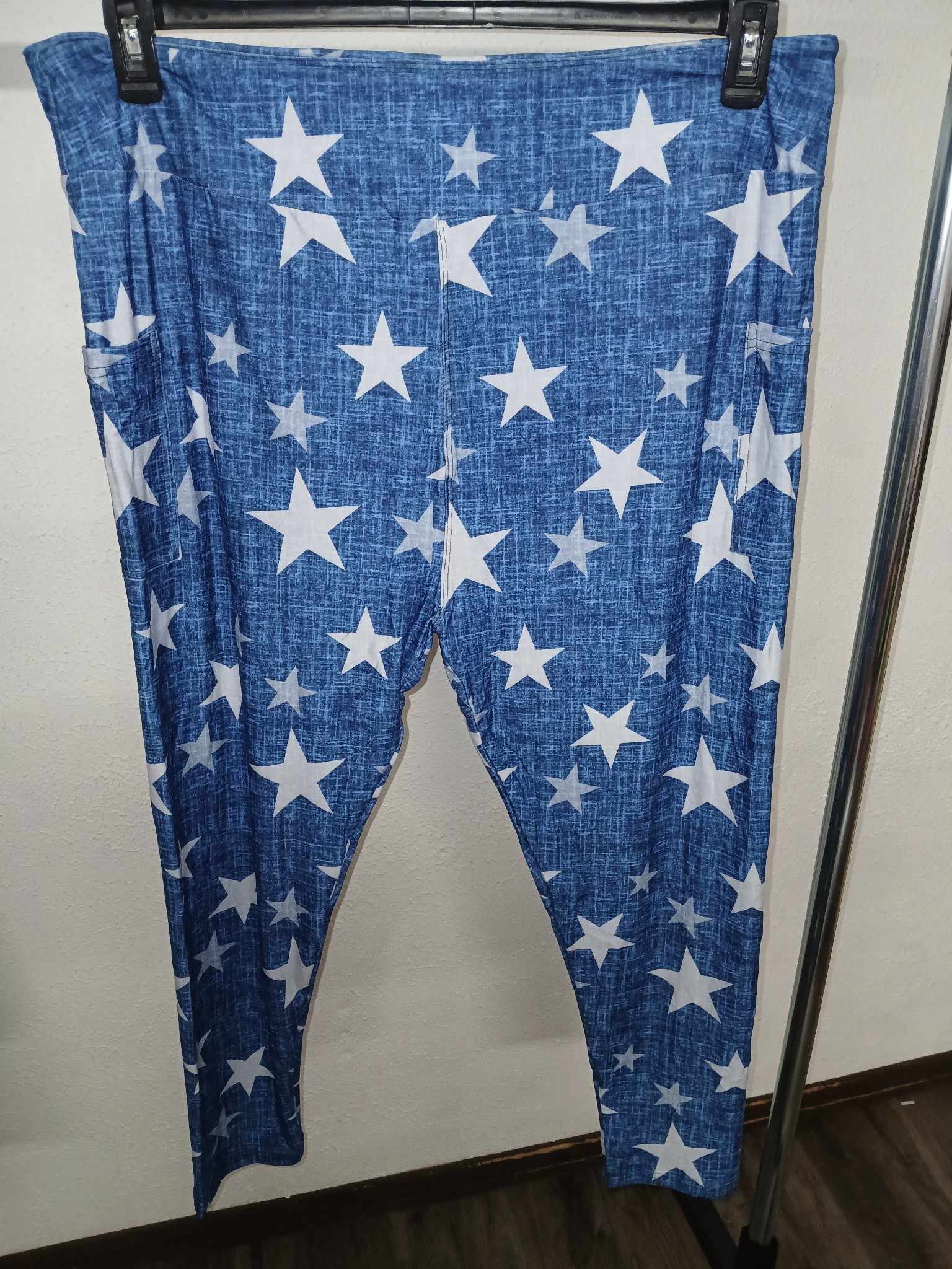 Faux Denim Blue Star Full Length Legging Leggings