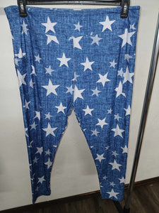 Faux Denim Blue Star Full Length Legging Leggings