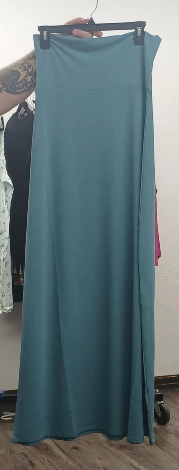 Dusty Teal Long Maxi Skirt