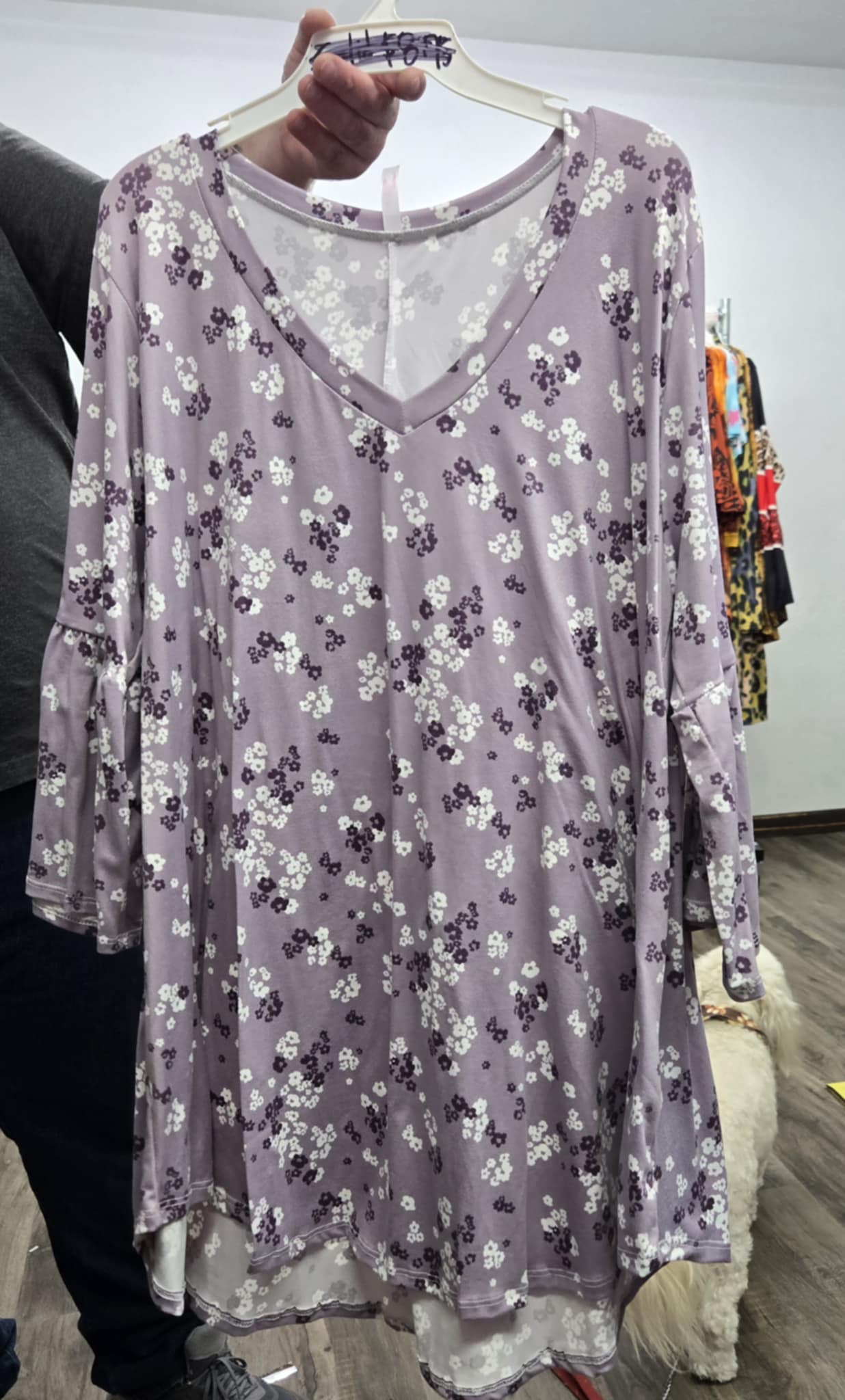 2 Tone Purple Floral Shirt Top