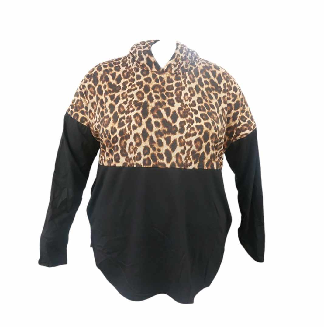 PSFU Black Leopard Print Hoodie Hoody