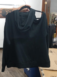 Black One Sided Cold Shoulder Hoodie