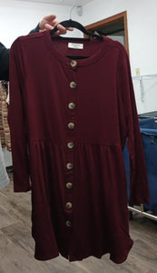 Long Burgundy Button Tunic Shirt or Cardigan