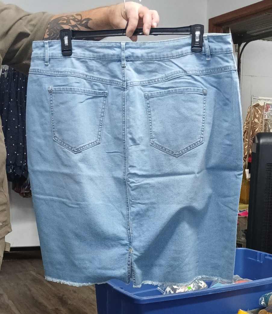 Foiled Denim Skirt