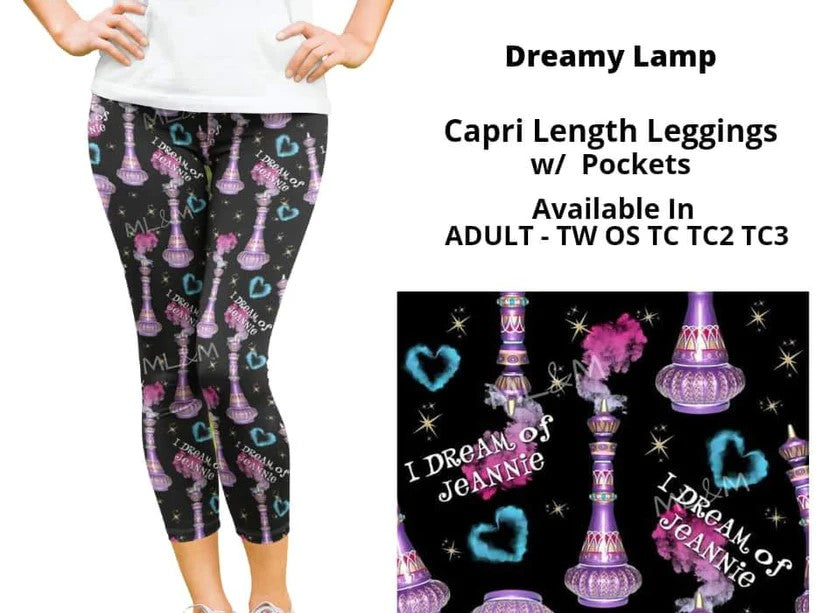 Black Dreamy Lamp Capri Length w/ Pockets