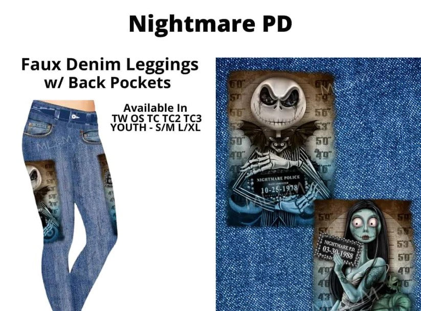 Nightmare PD Full Length Faux Denim w/ Side Leg Designs